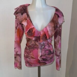 Daisy & Clover y2k mesh long sleeve‎ ruffle